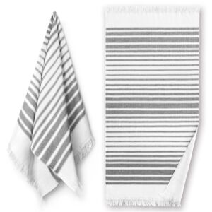 Nostalgic AF-1468 Black Flat Woven Terry with Fringe Towel 36x70