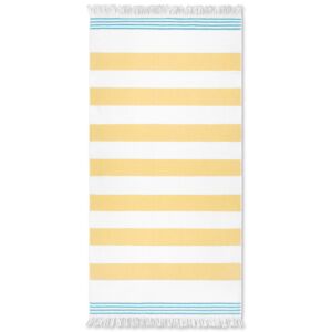 Nostalgic AF-1550 Yellow Turquoise Flat Woven Terry with Fringe Towel 36x70