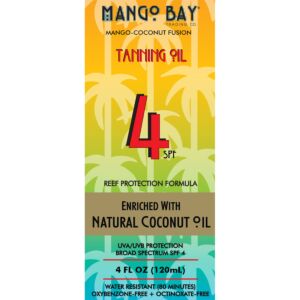 Mango Bay Tanning Oil SPF 4 Enriched Natural Coconut Oil 4fl oz